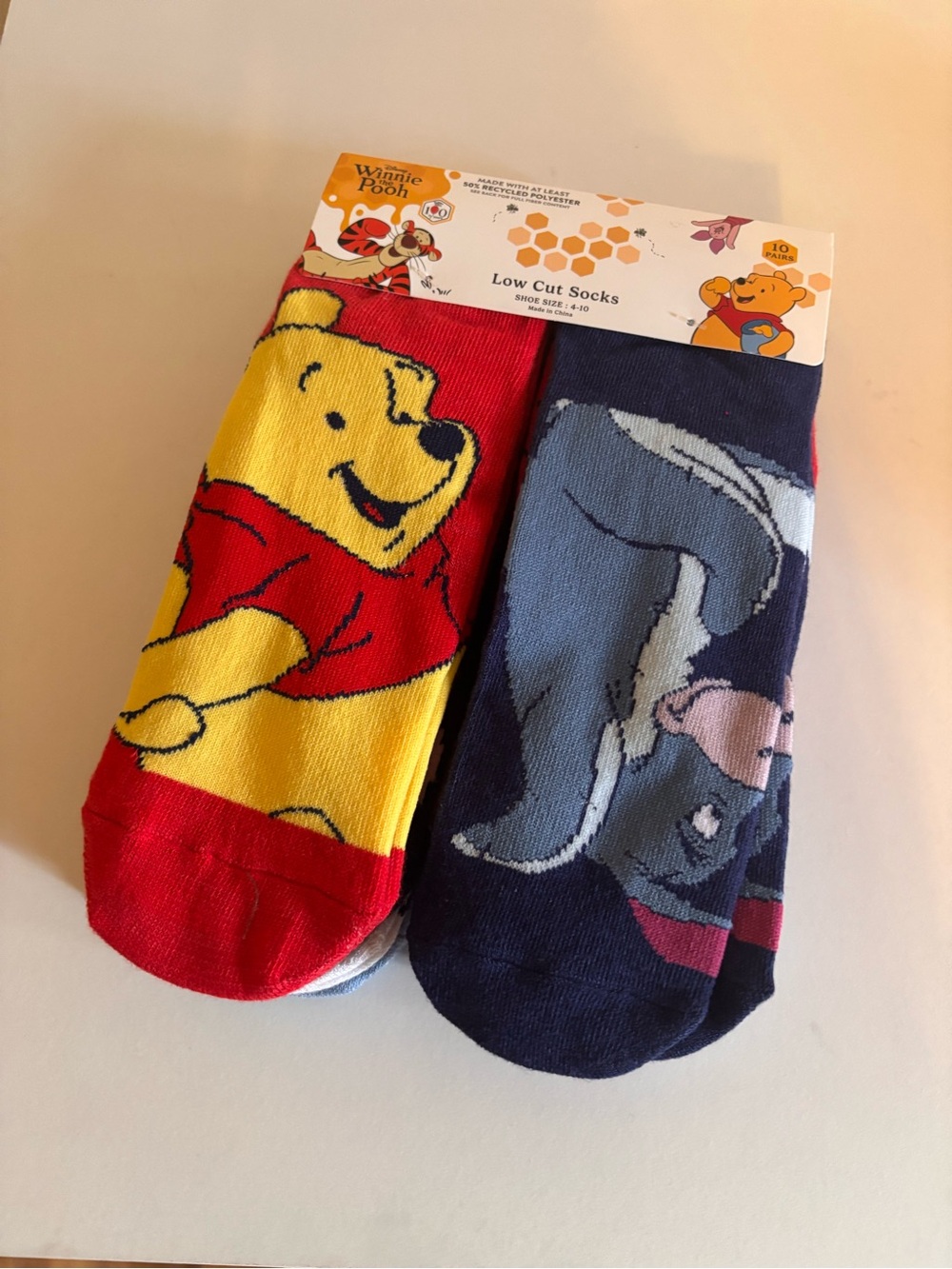 Winnie the Pooh Kids Low-Cut Socks - Red & Navy - 2 Pack